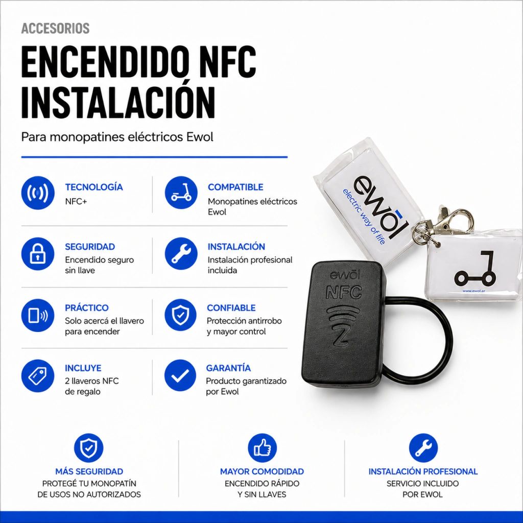 Encendido NFC + INSTALACION. Para Monopatín Eléctrico ewōl