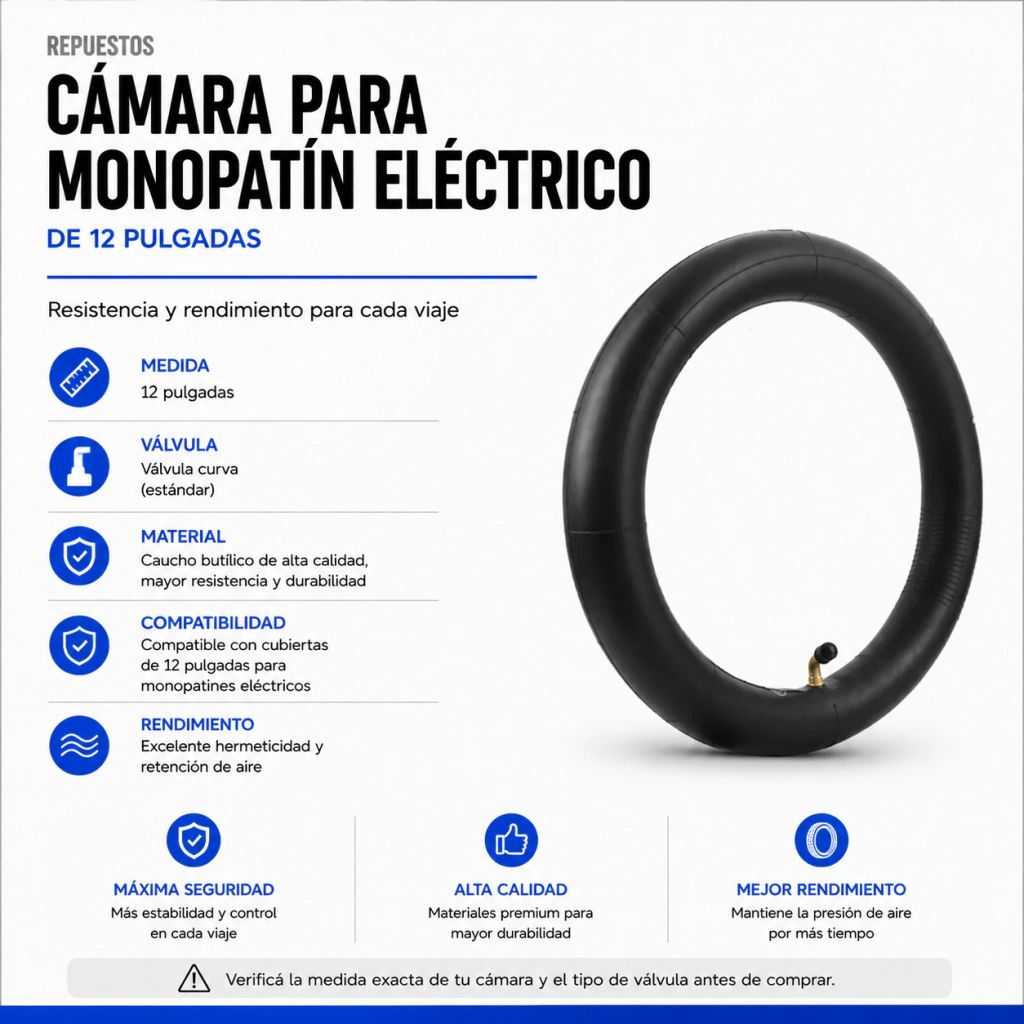 Cámara Para Monopatín Eléctrico De 12 Pulgadas