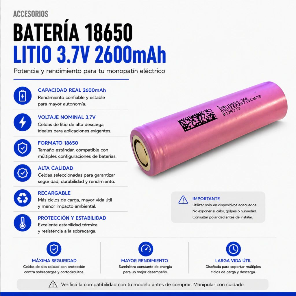 Pila Litio 18650 Alta Descarga 2700mah 3.6v Sin Teton