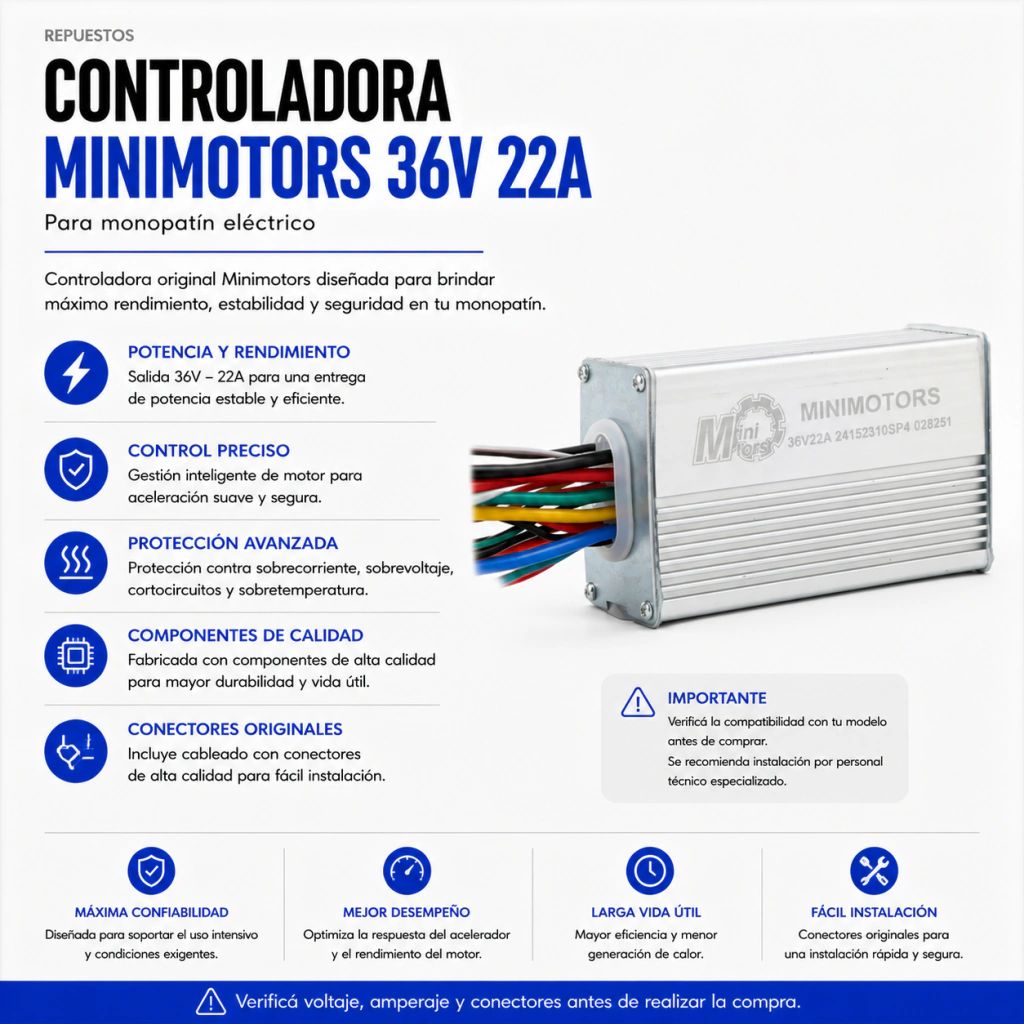 Controladora Minimotors Monopatín 36v 22a - Ewol Mini
