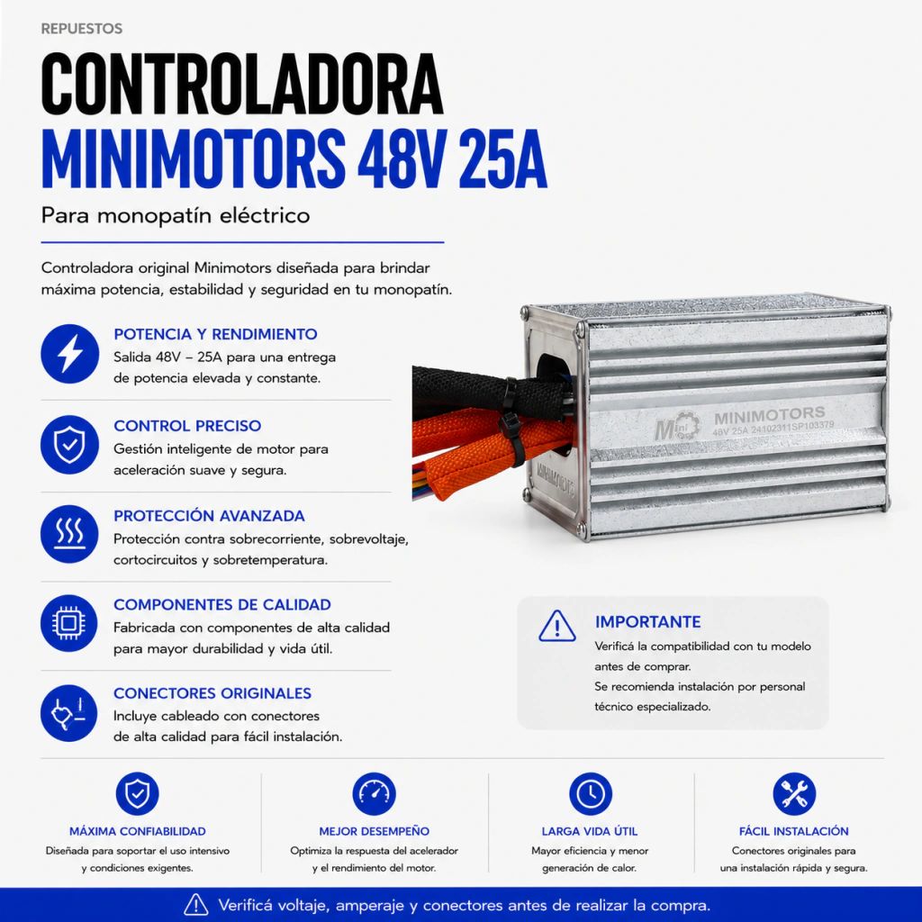 Controladora Minimotors Monopatín 48v 25a - ewol Max