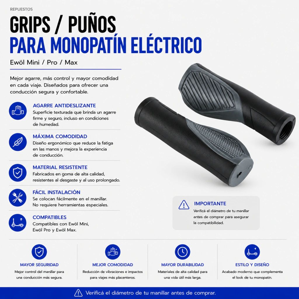 Grips Puños Para Monopatin Electrico Ewol Mini Pro Max